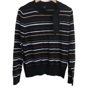 Ann Taylor Factory Sweater Black Metallic Striped Size Medium